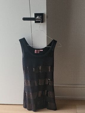 Juicy Couture Black Sequin-Trim Knit Mini Dress